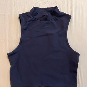 PARAGON Dark Blue Sleeveless Mock Neck Top